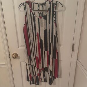Coco + Carmen Black and Red Striped Sleeveless Top